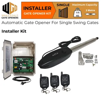 Single Swing Gate Automation Installer Base Kit | Electric Automatic Motorized Gate System, Driveway Gate Opener for Single Swing Gates