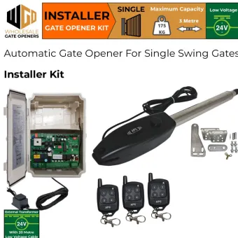 Single Swing Gate Automation Installer Base Kit| Electric Automatic Motorized Gate System, Driveway Gate Opener for Single Swing Gates