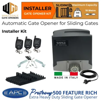Proteous 500 Sliding Driveway Gate Opener Installer Base Kit | Italian Made Heavy Duty Automatic Electric Sliding Gate Opener DIY Kit.