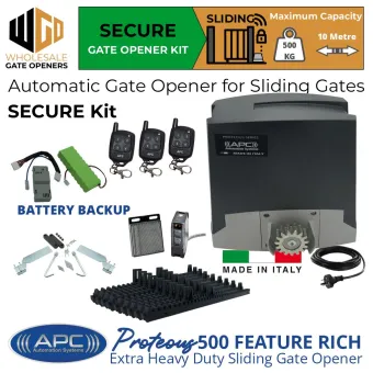 Proteous 500 Sliding Driveway Gate Opener Secure Base Kit | Italian Made Heavy Duty Automatic Electric Sliding Gate Opener DIY Kit.