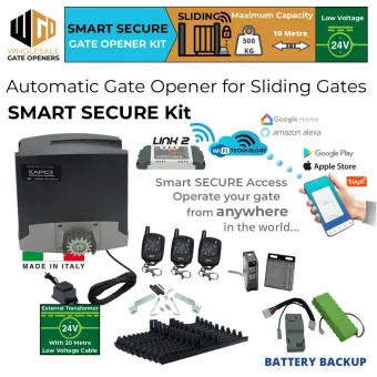 Proteous 500 Sliding Driveway Gate Opener Smart Secure Kit | Smart Italian Made Low Voltage 24V DC Heavy Duty Automatic Electric Sliding Gate Opener DIY Kit With Encoder System.