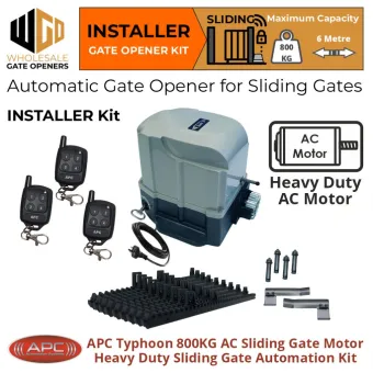 Typhoon 800 Sliding Gate Automation Installer Base Kit | Heavy Duty AC Motor Automatic Electric Sliding Gate Opener With Spring Limits