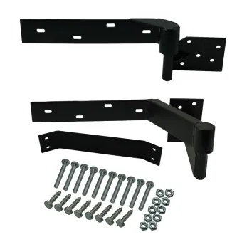 Right Side Heavy Duty with Support Bracing Satin Black Powder Coated Rising Gate Hinges