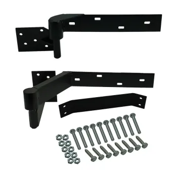 Left Side Heavy Duty with Support Bracing Satin Black Powder Coated Rising Gate Hinges