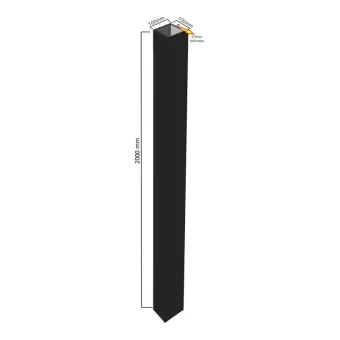 Gate Post 100x100x2000mm incl Post Cap | Galvanized Steel Black Powder Coated Steel Post with Post Cap