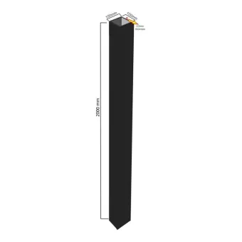 100x100x2000mm Post incl Post Cap | Black Powder Coated Steel Post with Galvanised Steel Post Cap