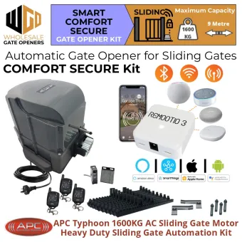 Typhoon 1600 (1.6 Tonne) Sliding Gate Automation Smart Comfort Secure Kit | Heavy Duty AC Motor Automatic Electric Sliding Gate Opener Smart System using Wi-Fi, Bluetooth.