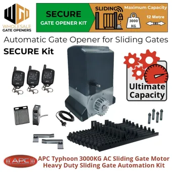 Commercial Grade Sliding Gate Automation Typhoon 3000 (3 Tonne) Secure Kit | Heavy Duty AC Motor Automatic Electric Sliding Gate Opener With Spring Limits and Safety Sensors.