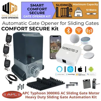 Commercial Grade Typhoon 3000 (3 Tonne) Sliding Driveway Gate Opener Smart Comfort Secure Kit | Heavy Duty AC Motor Automatic Electric Sliding Gate Opener Smart System using Wi-Fi, Bluetooth.