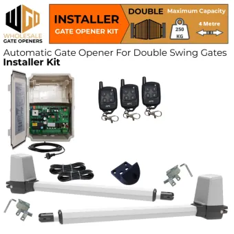 Double Swing Gate Opener Installer Kit with APC-T650 Telescopic Linear Actuators | Remote Control Electric Gate Automation System for Double Swing Automatic Driveway Gates