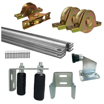 Sliding Gate Hardware Kit - Starts from 3m DIY Sliding Gate Hardware, Brackets, Floor Track, Nail in Anchors, Gate Wheels, Guide Rollers, End Cather and Gate Stops